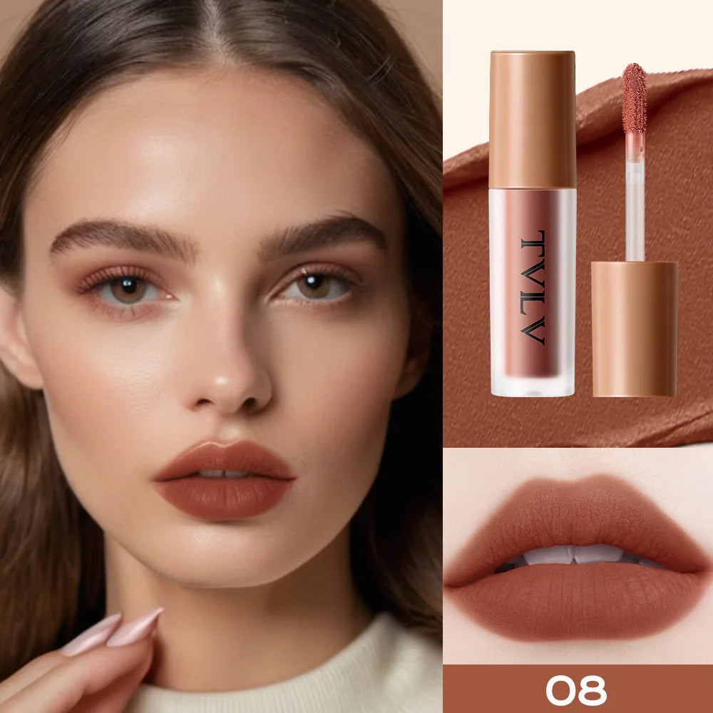 10Pcs Set TVLV  Velvet Air Lip Gloss - Matte Waterproof & Non-Stick Cup Long Lasting Lip Stain, Smudge-Proof Lipstick Set