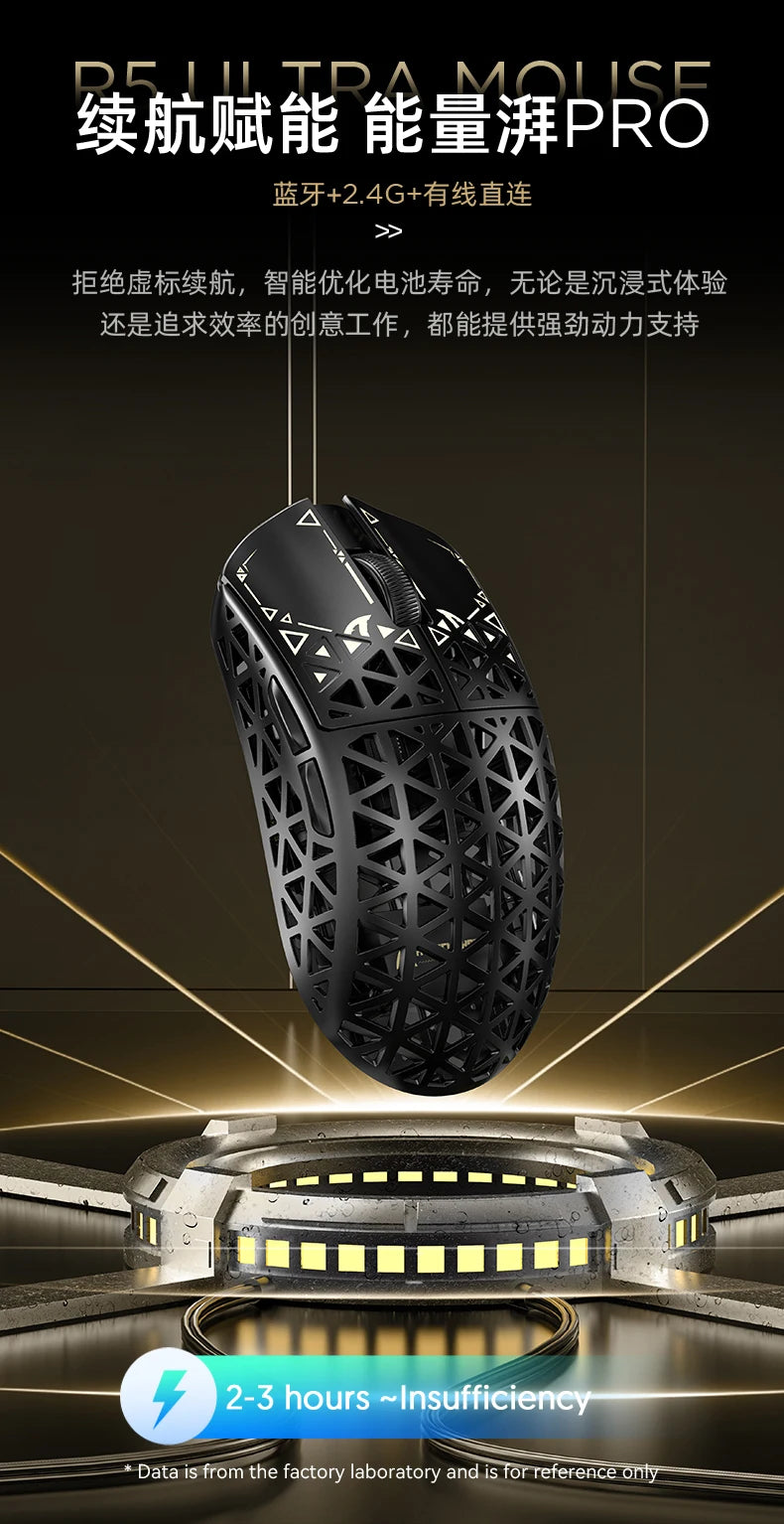 ATTACK SHARK R5 ULTRA Wireless Gaming Mouse - 8K Polling,PAW3950MAX Sensor,42,000 DPI,Carbon Fiber Ultra-Light for Pro Esport