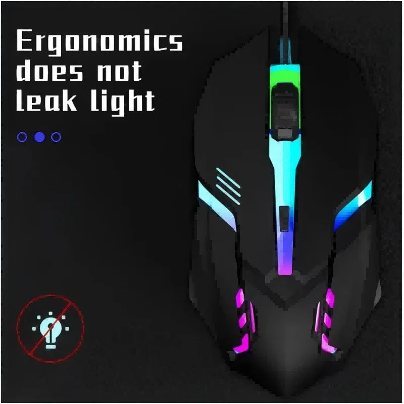 Ergonomic 4-key USB RGB backlit mouse non-slip grip precision tracking, sturdy wired structure for desktop and laptop computers