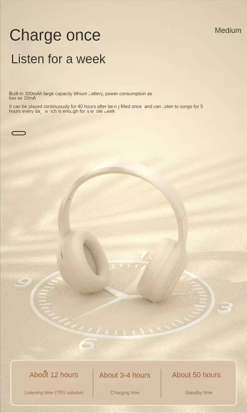 9D Surround Bass Headsets Wireless Bluetooth 5.3 Headphones Over Ear Noise Reduction Sports Gaming Earphone with HD Mic Handfree