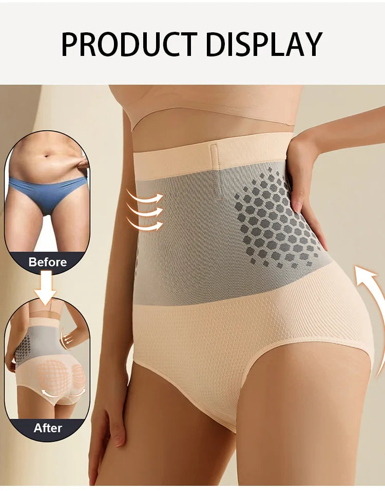 Seamless Women's High Waist Abdomen Control Panties Magnetic Therapy Warm Uterus Underwear Body Shaping Briefs