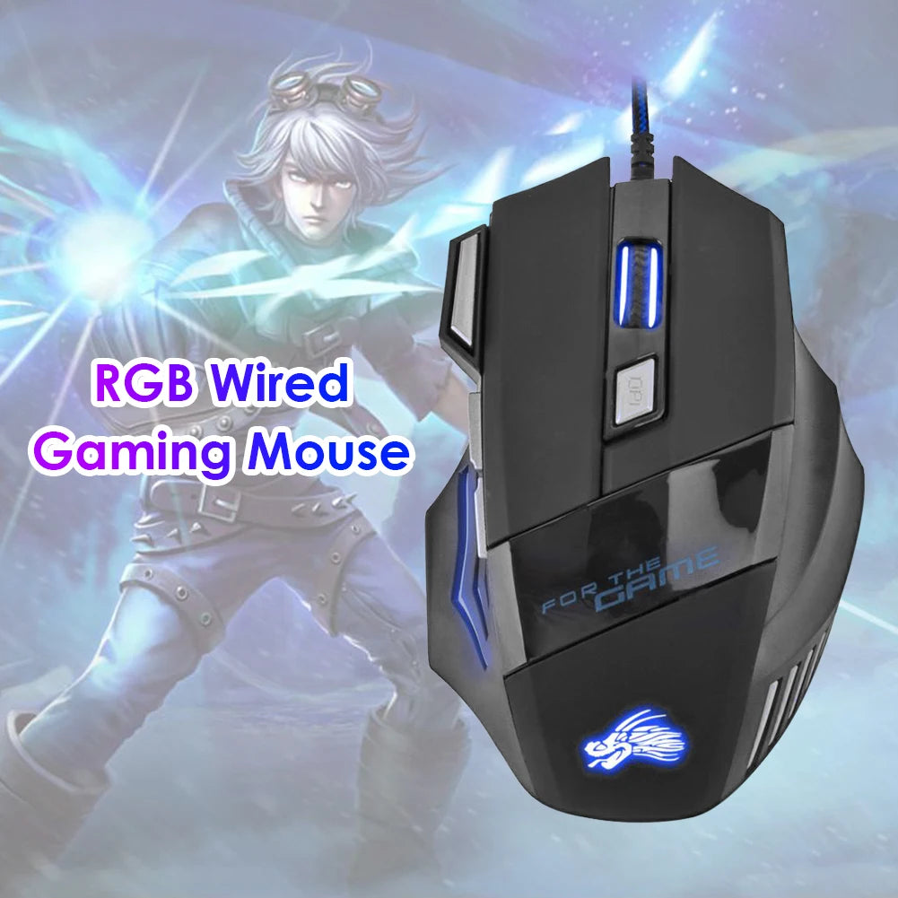 Wired Optical Computer Gaming Mice PC Gamer Mouse 7-Color Backlit DPI Adjustable Laptop Desktop Professional Computer Mouse