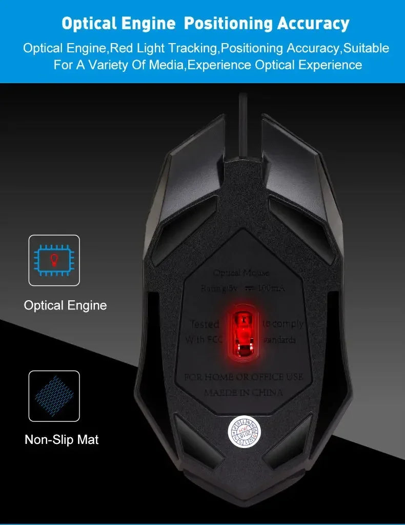 Ergonomic 4-key USB RGB backlit mouse non-slip grip precision tracking, sturdy wired structure for desktop and laptop computers