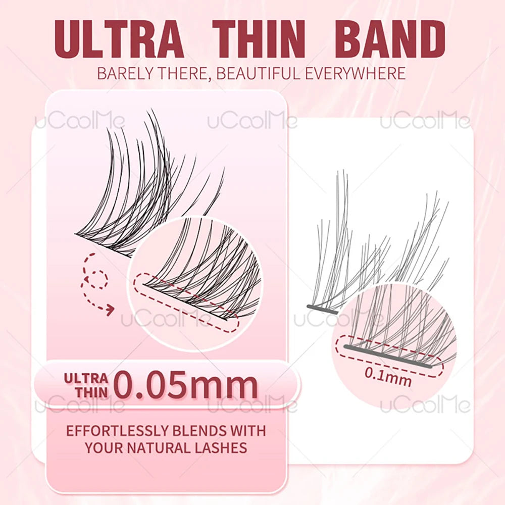 uCoolMe Lashes Venus Super Natural Clusters Kit with Bond and Seal Remover Long-lasting Waterproof Beginner Friendly Makeup Tool
