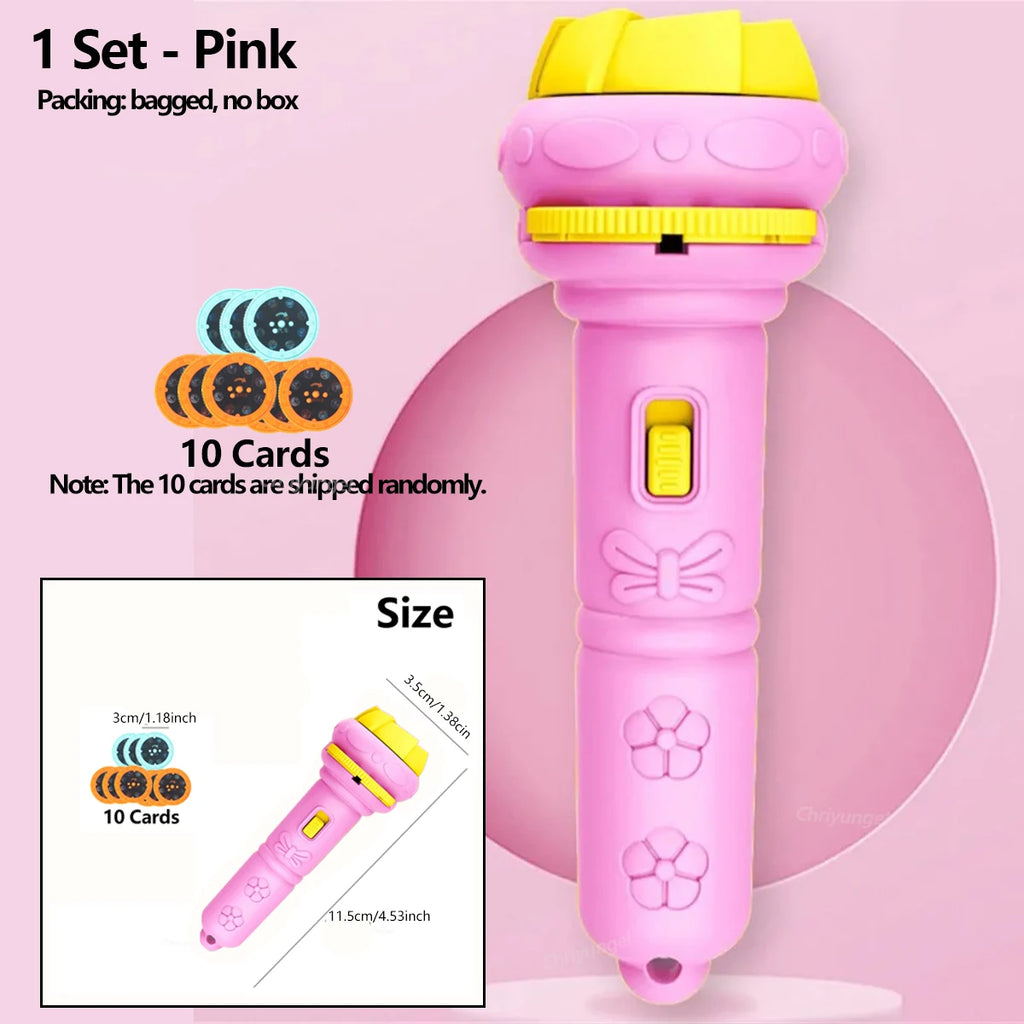 Kids Projector Torch with 10 Slides 80 Patterns Early Learning Toy Night Light Story Machine Gift for Toddler Boys Girls