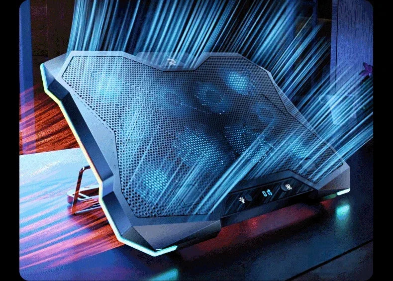 D11 Mute Gaming Laptop Cooler Base with RGB Foldable Adjustable Heat Dissipation Stand Support 12-18'' Notebook Cooling Bracket