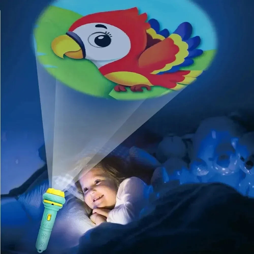 Kids Projector Torch with 10 Slides 80 Patterns Early Learning Toy Night Light Story Machine Gift for Toddler Boys Girls