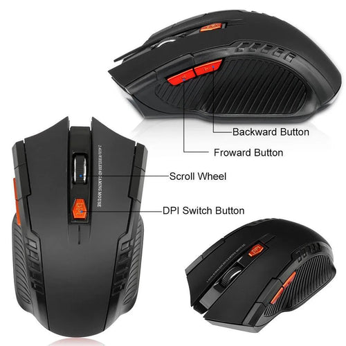 2.4G 6 Buttons Gamer Office Ergonomic Mouse Wireless Mouse USB Receiver Portable Mini Wireless Mouse For PC Laptop Computers