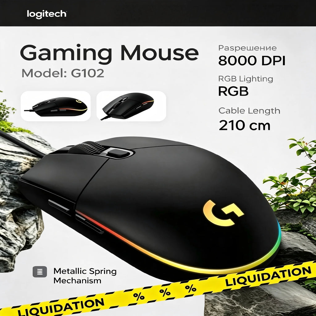 Logitech G102 USB Wired Gaming Mouse 8000 DPI Optical RGB Illuminated Buttons for PC And Mac - Suitable for Gaming And Office Us