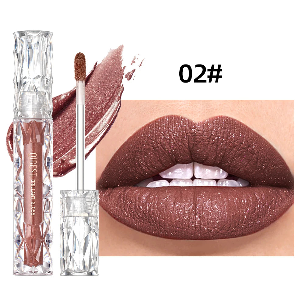 QIBEST Glitter Shimmer Liquid Lipstick High Quality Waterproof Lightweight Lip Gloss Lasting Lip Tint Makeup For Women Lip Stain