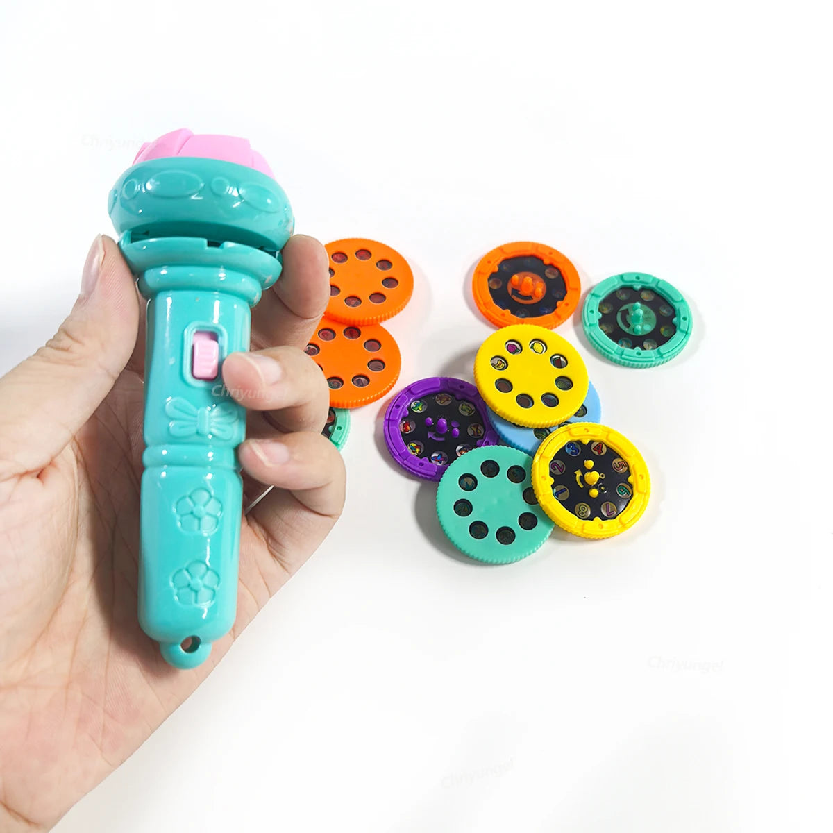 Kids Projector Torch with 10 Slides 80 Patterns Early Learning Toy Night Light Story Machine Gift for Toddler Boys Girls