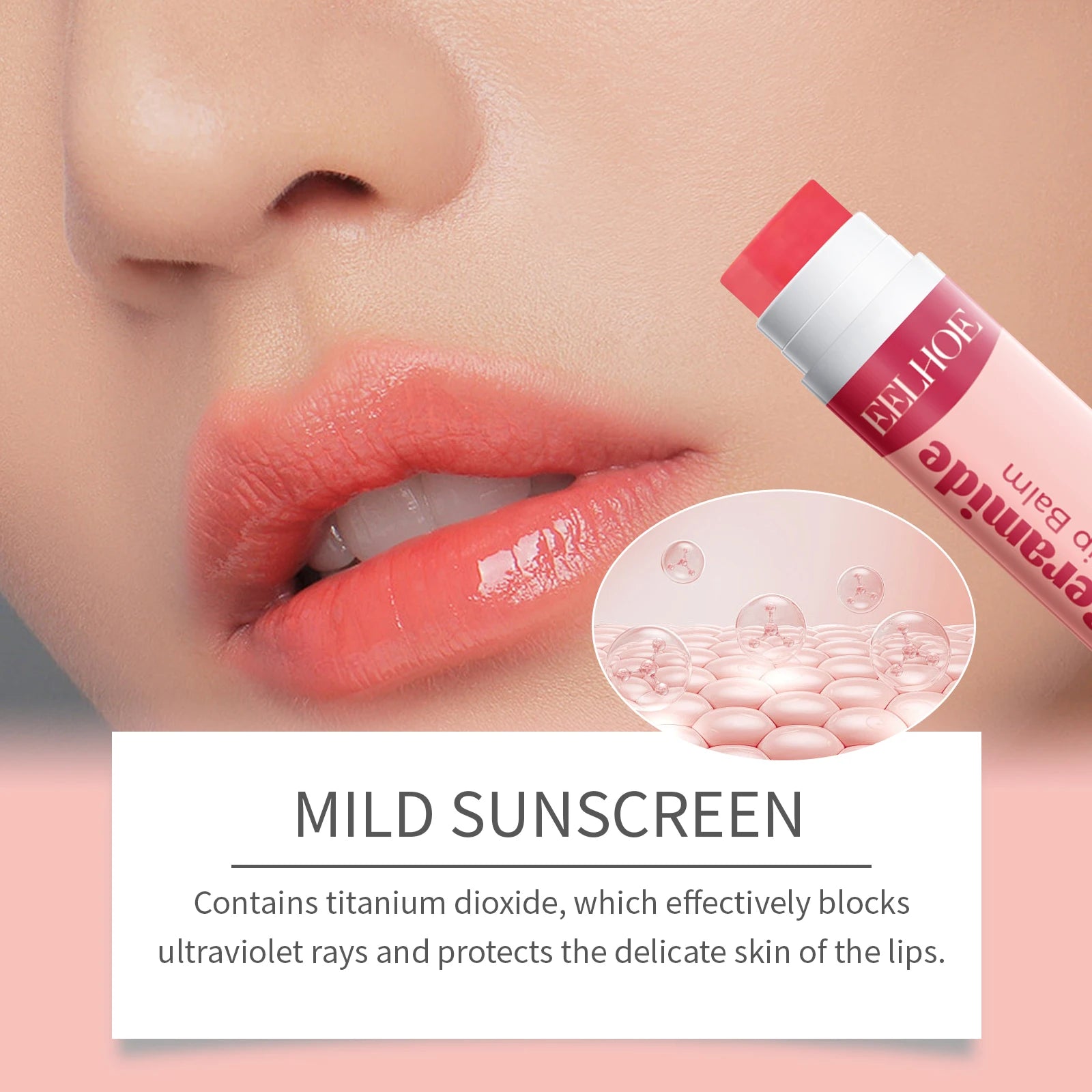 EELHOE Ceramide Lip Balm Stick for Dry Chapped Lips Hydrating Plumping Effect Moisturizing Soothing Nourishing Lip Care Glossy