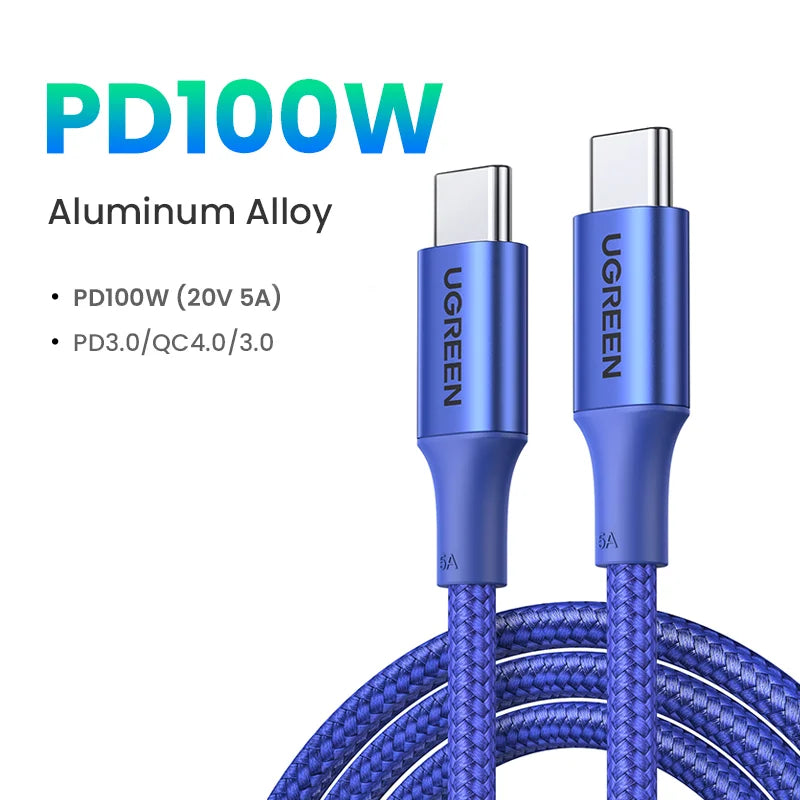 UGREEN 100W USB Type C To USB C Cable For MacBook iPhone17 16 iPad Samsung Xiaomi PD Fast Charging Charger Cord 5A E-Marker Chip