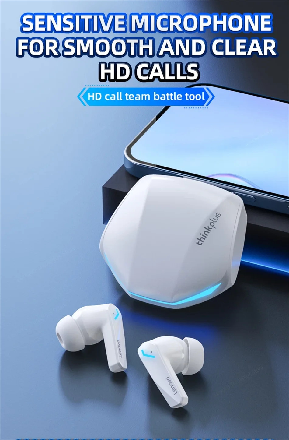 Lenovo Bluetooth Wireless Headphones Built In Microphone USB Type C Charging Port Noise Isolating Comfortable Over Ear Headset C