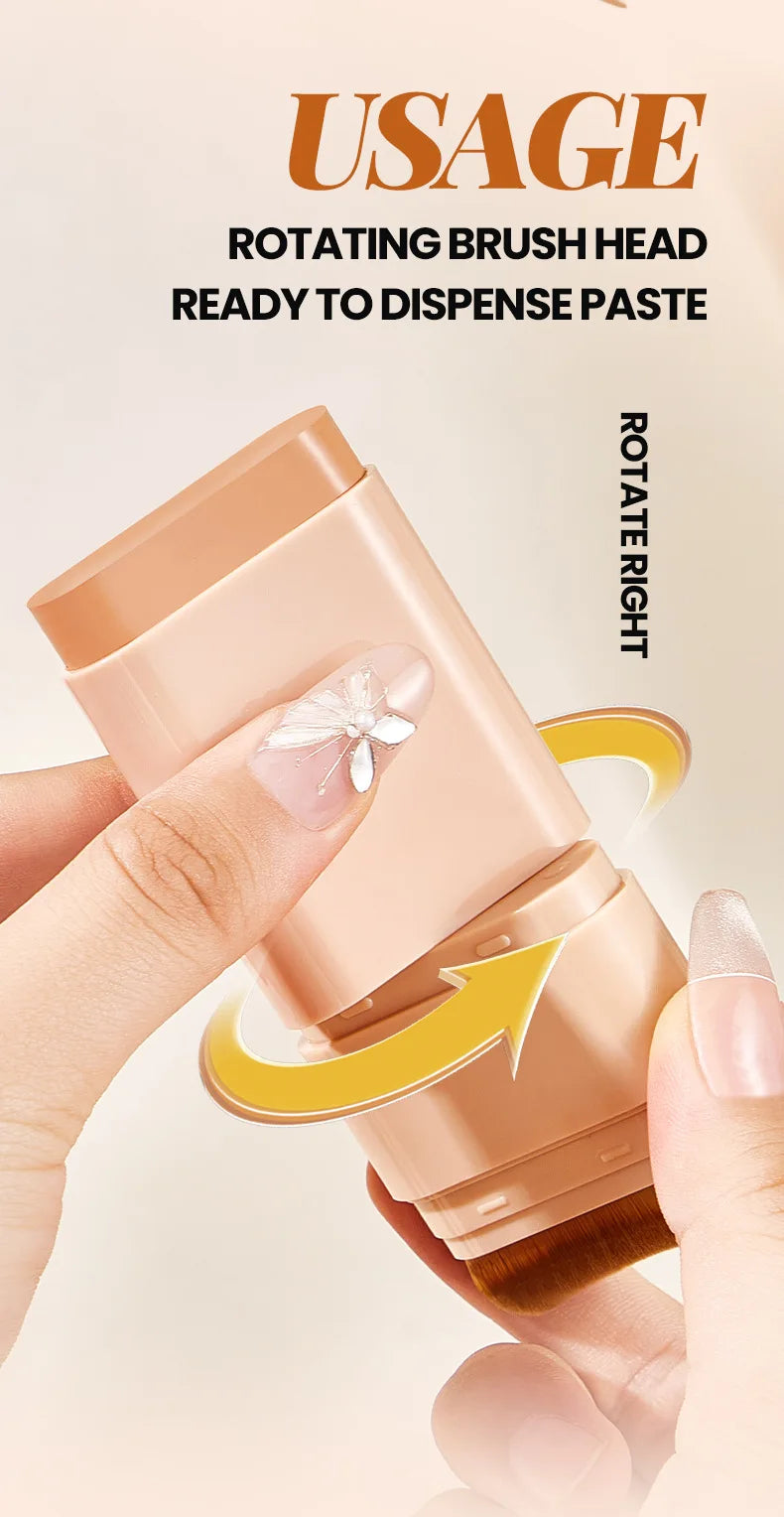 TVLV Multifunctional Concealer Foundation Stick, Long Lasting Waterproof Face Makeup, Rotating Dual Head with Blending Brush