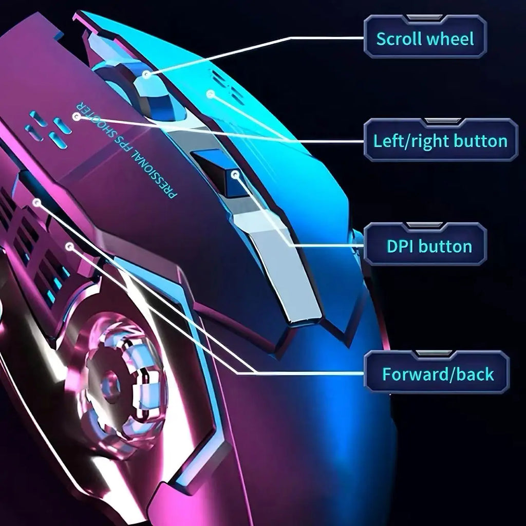 Wireless Luminous Mouse Silent Rechargeable Gaming Mice Mechanical E-sports Office Mouse For Laptop PC Computer Peripherals
