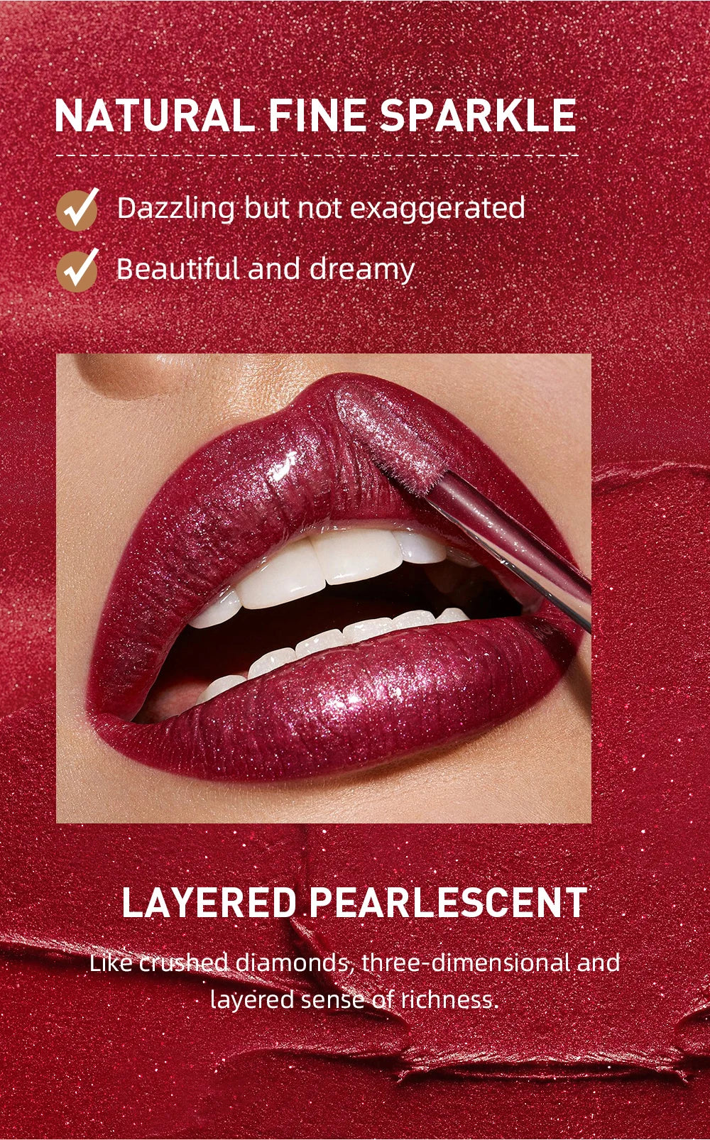 QIBEST Glitter Shimmer Liquid Lipstick High Quality Waterproof Lightweight Lip Gloss Lasting Lip Tint Makeup For Women Lip Stain