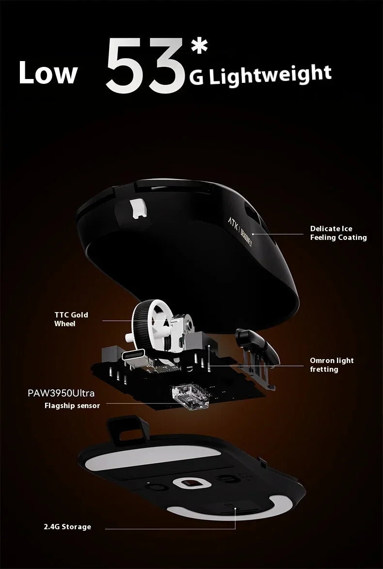 ATK A9 E-sports Mouse Wireless Tri-mode Star Flash Lightweight Long Endurance Gaming Mice Customization PC Accessories Gifts
