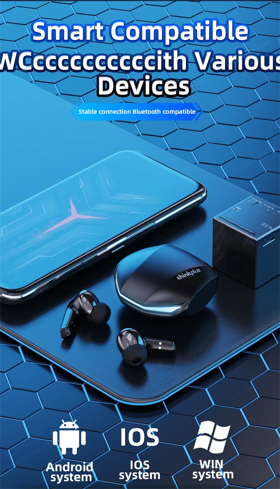 Lenovo Bluetooth Wireless Headphones Built In Microphone USB Type C Charging Port Noise Isolating Comfortable Over Ear Headset C
