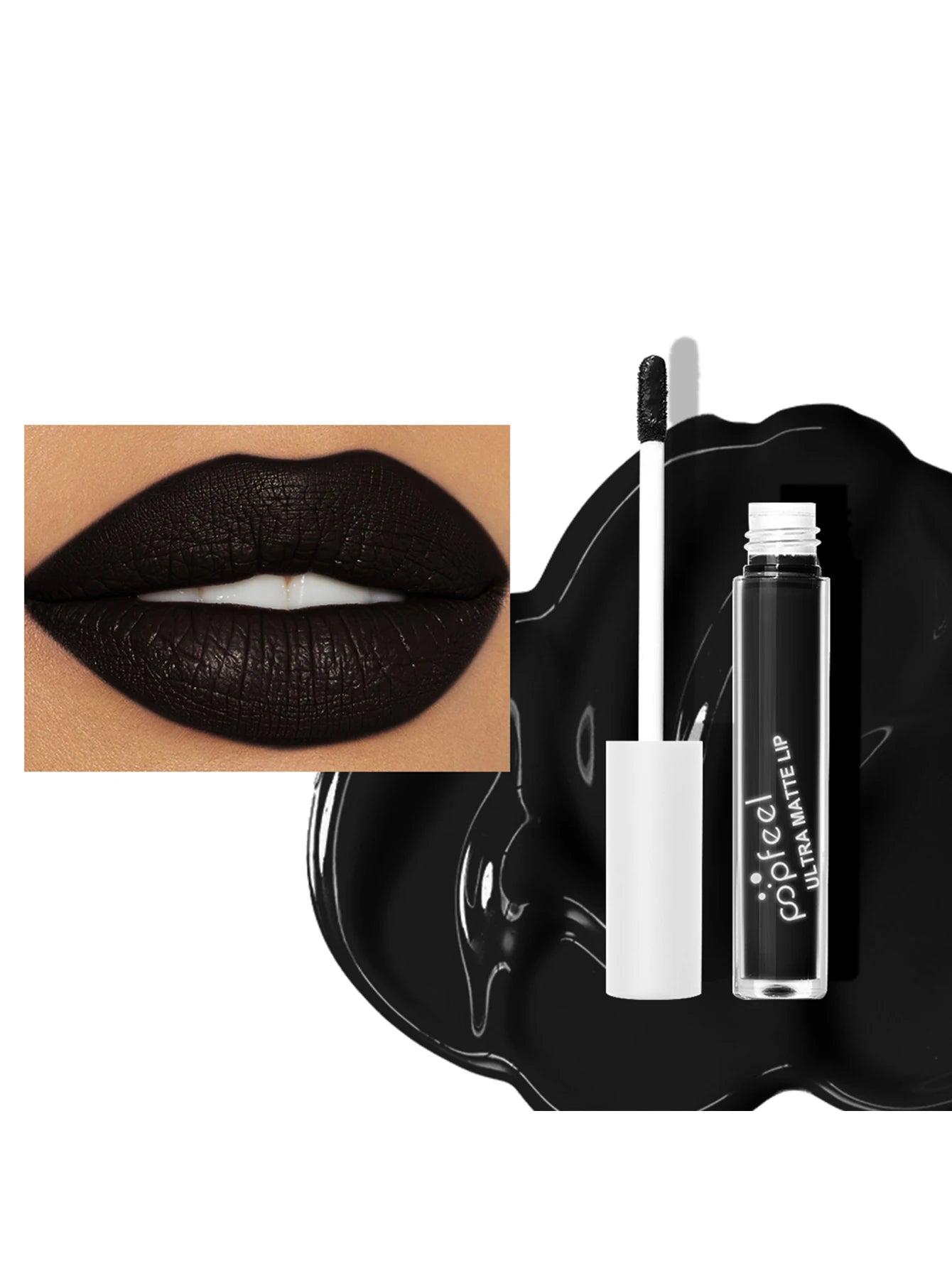 POPFEEL Hallowmas Lip Makeup Kit Black Lip Stick Black Lip Gloss Matte Lip Stick Long Lasting