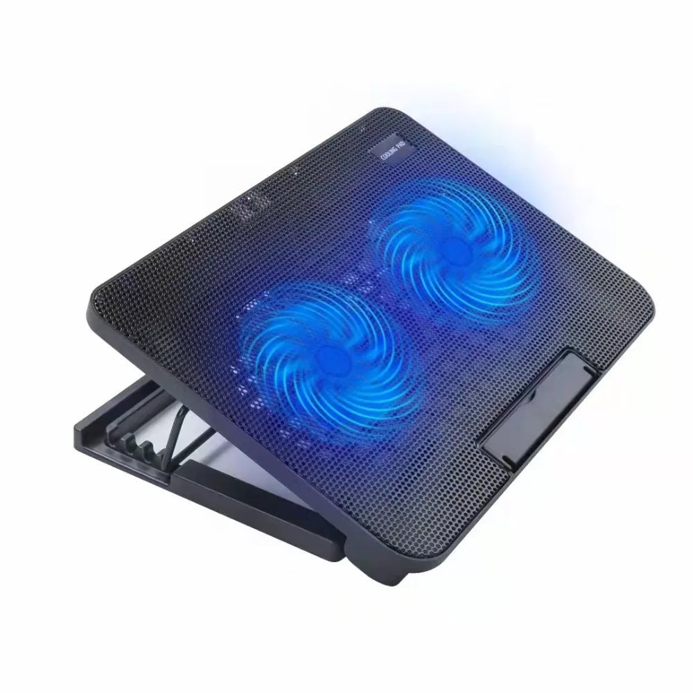 Portable Adjustable Laptop Cooling Pad USB Port LED Light Laptop Cooler Fan Metal Mesh Notebook Cooler Study