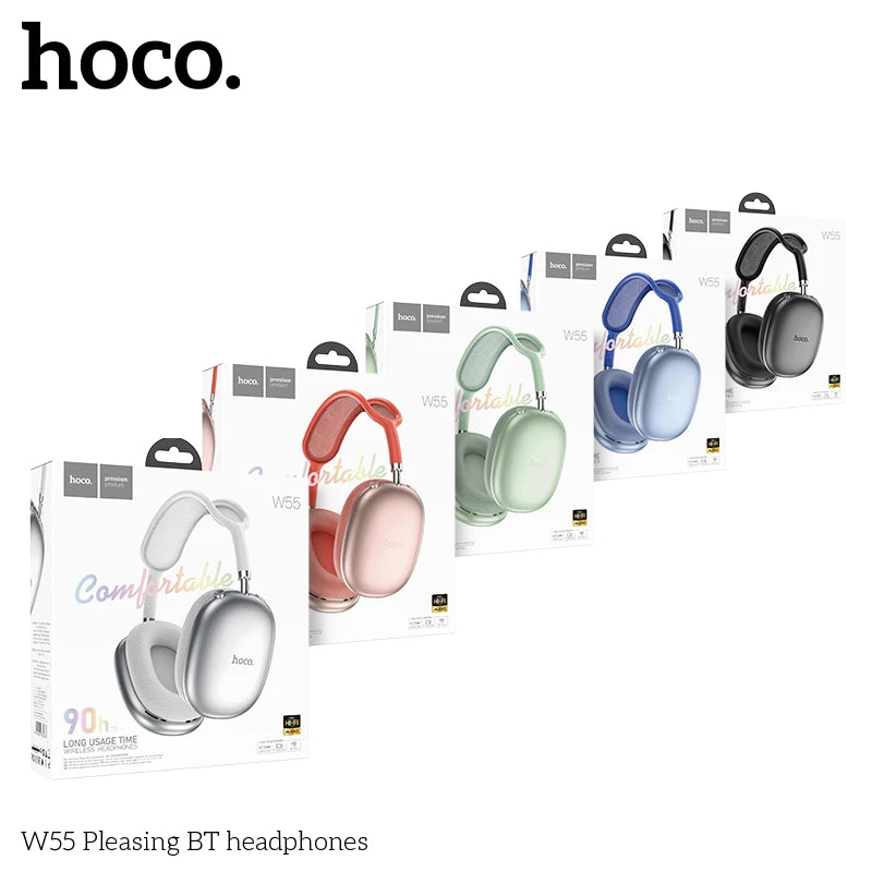 HOCO W55 Over Ear Buetooth Earphone Wireless Music Headphone Mic HiFi Audio Headsets Stereo Sound Sport Earphones 40MM AUX TF