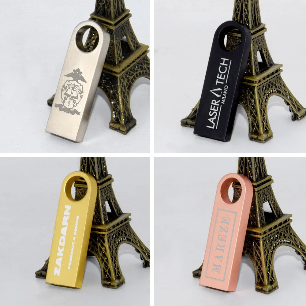 10pcs/lot custom logo Usb Flash Drive 4gb 8gb 16gb pendrive 32gb Memory Stick USB 2.0 Flash usb Stick Metal customized pen drive