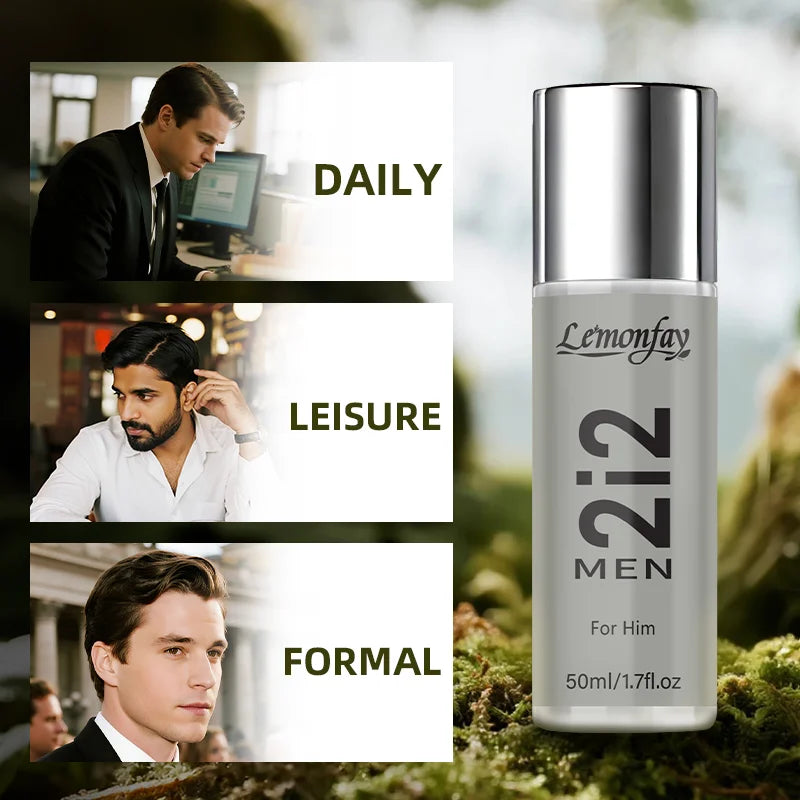 Lemonfay 2i2 Men Eau De Parfum For Him Natural Spray Long Lasting Fragrance 50ml/1.7fl.oz for Dating Daily Use