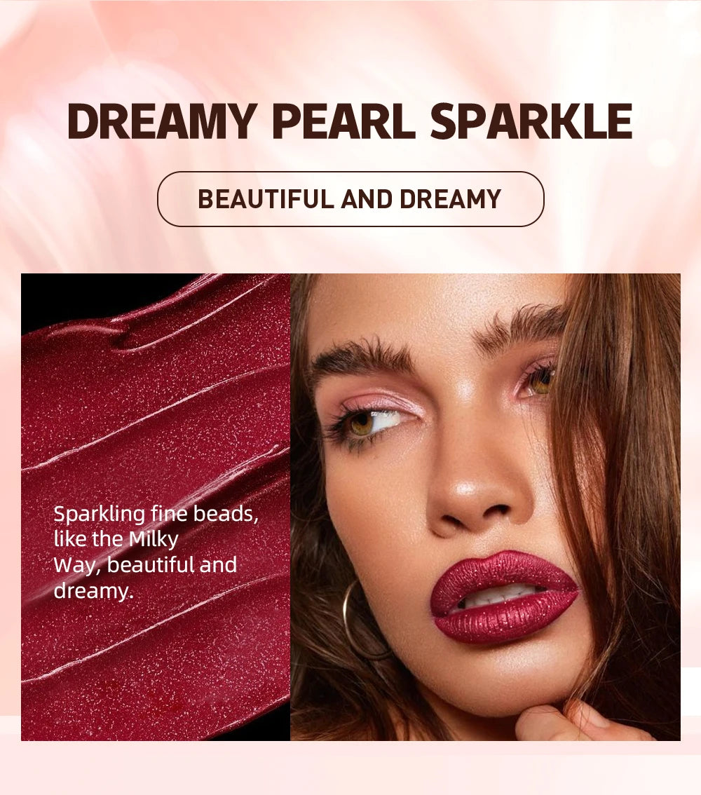 QIBEST Glitter Shimmer Liquid Lipstick High Quality Waterproof Lightweight Lip Gloss Lasting Lip Tint Makeup For Women Lip Stain