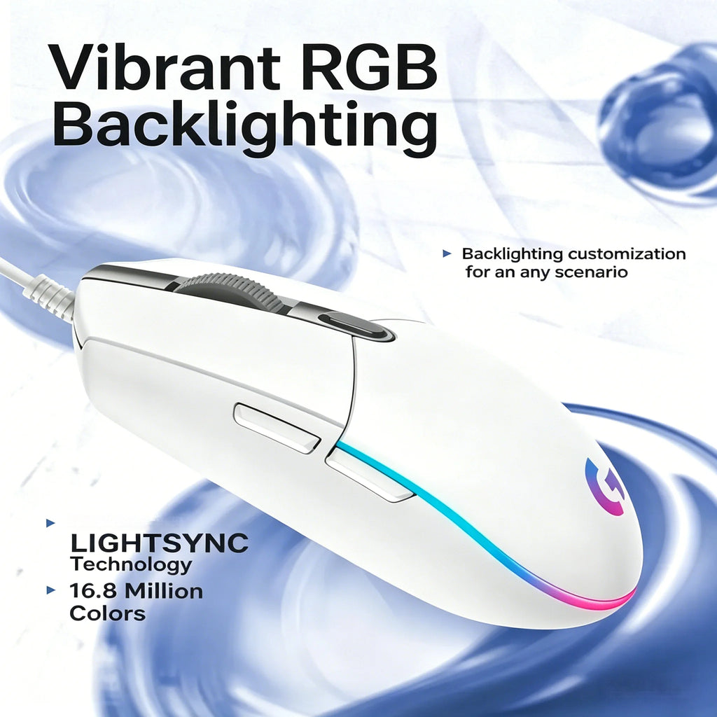 Logitech G102 USB Wired Gaming Mouse 8000 DPI Optical RGB Illuminated Buttons for PC And Mac - Suitable for Gaming And Office Us