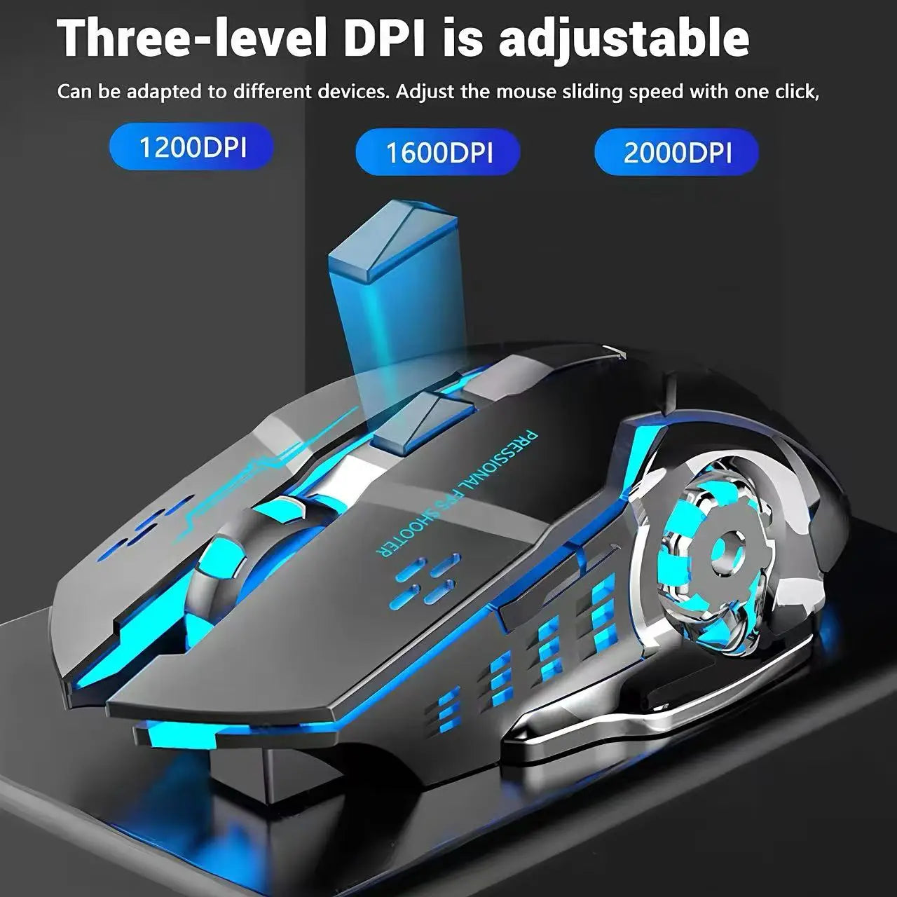 Wireless Luminous Mouse Silent Rechargeable Gaming Mice Mechanical E-sports Office Mouse For Laptop PC Computer Peripherals