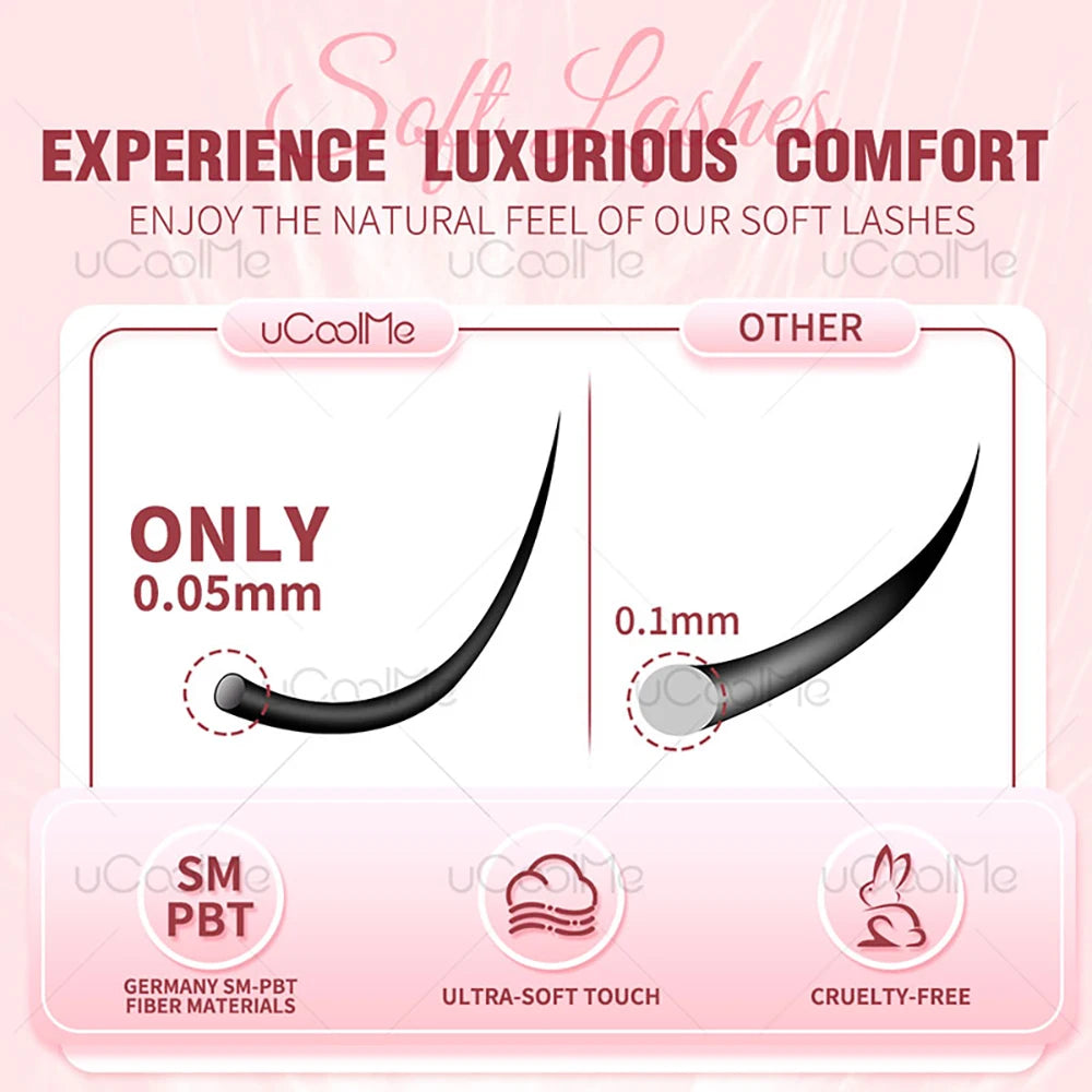 uCoolMe Lashes Venus Super Natural Clusters Kit with Bond and Seal Remover Long-lasting Waterproof Beginner Friendly Makeup Tool