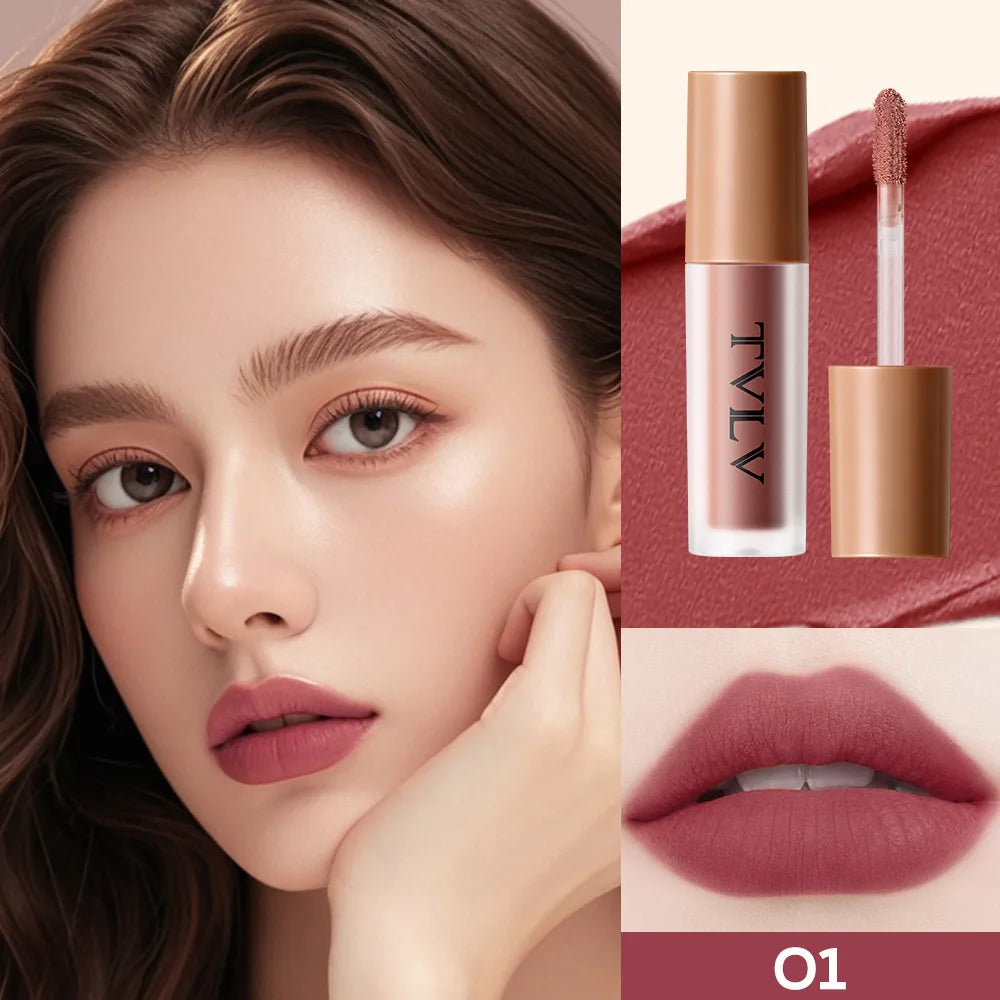 10Pcs Set TVLV  Velvet Air Lip Gloss - Matte Waterproof & Non-Stick Cup Long Lasting Lip Stain, Smudge-Proof Lipstick Set