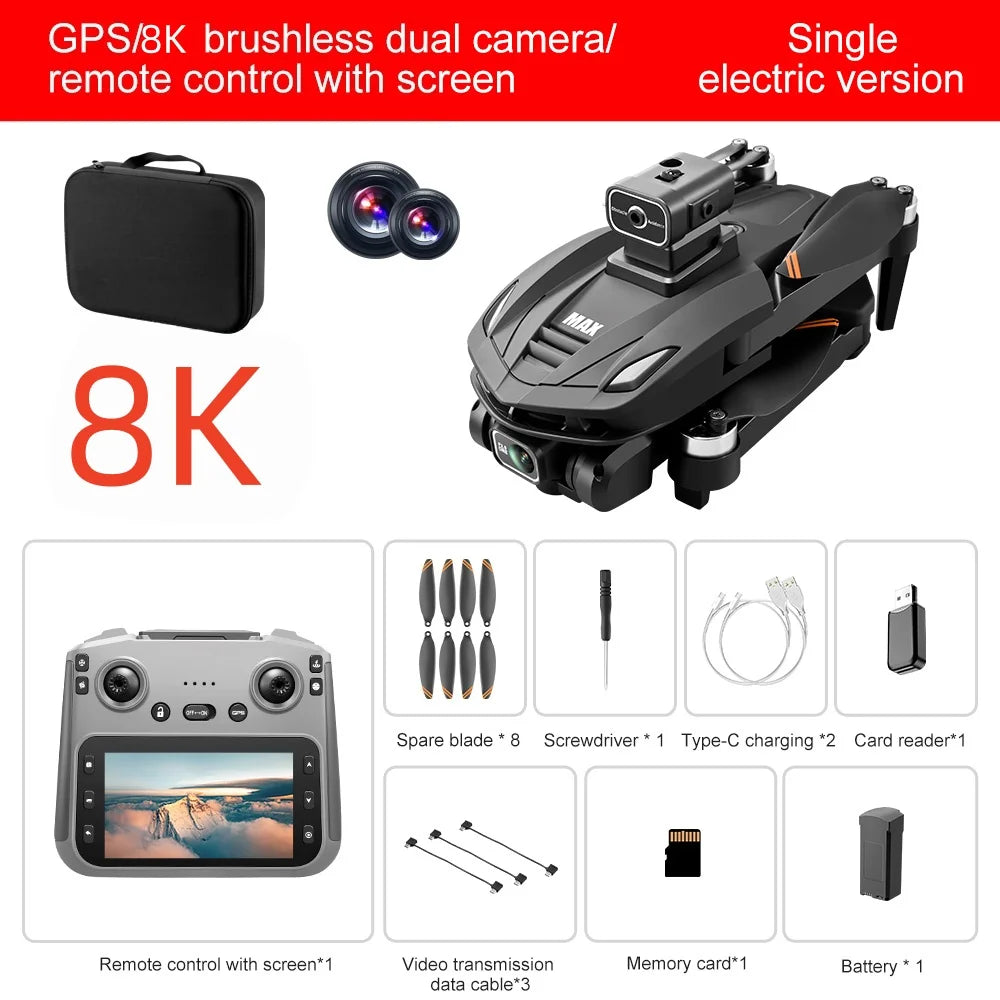Lenovo V168 MAX GPS 4K Drone Professional Three Camera 8K Wide Angle Optical Localization Four-way Obstacle Avoidance Quadcopter