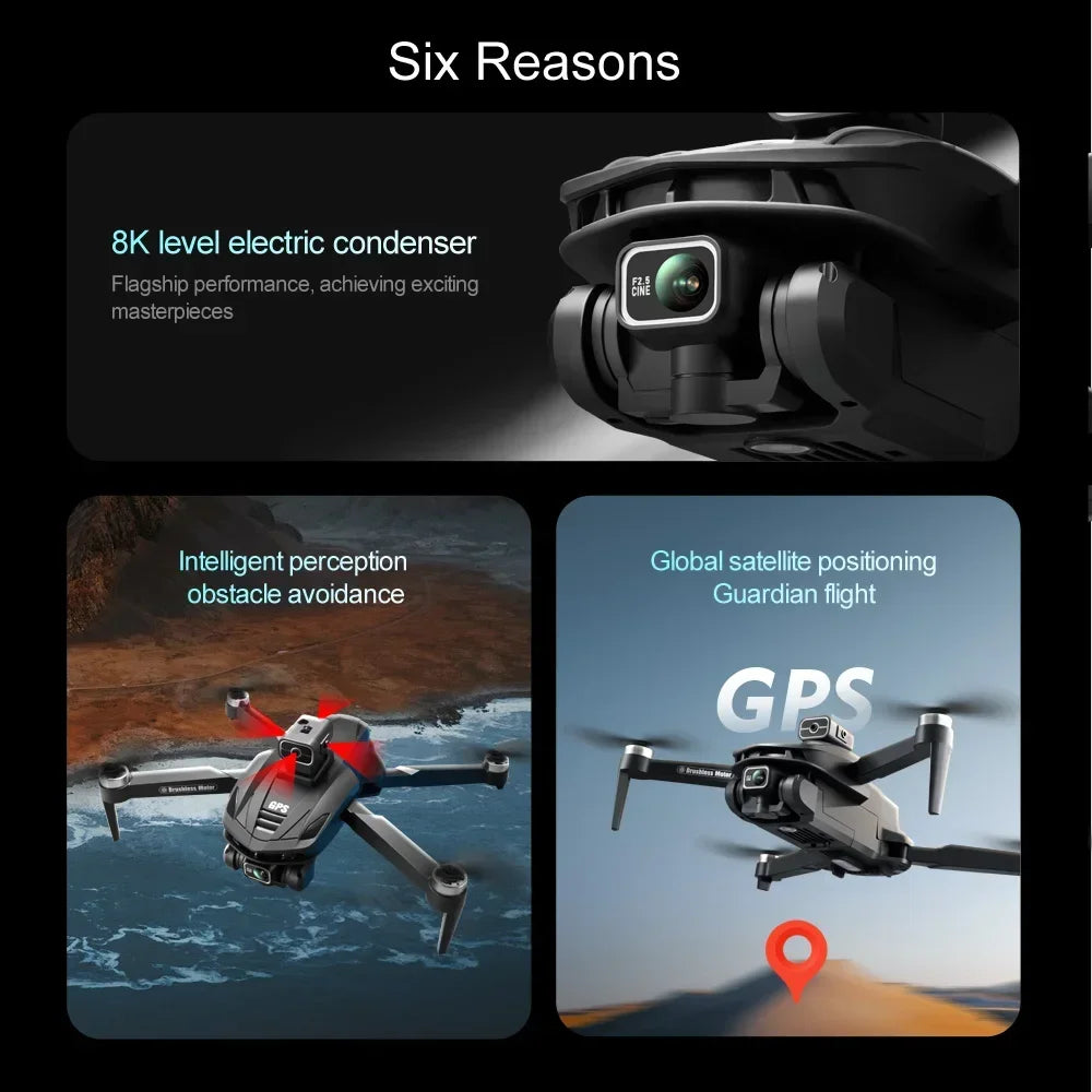 Lenovo V168 MAX GPS 4K Drone Professional Three Camera 8K Wide Angle Optical Localization Four-way Obstacle Avoidance Quadcopter