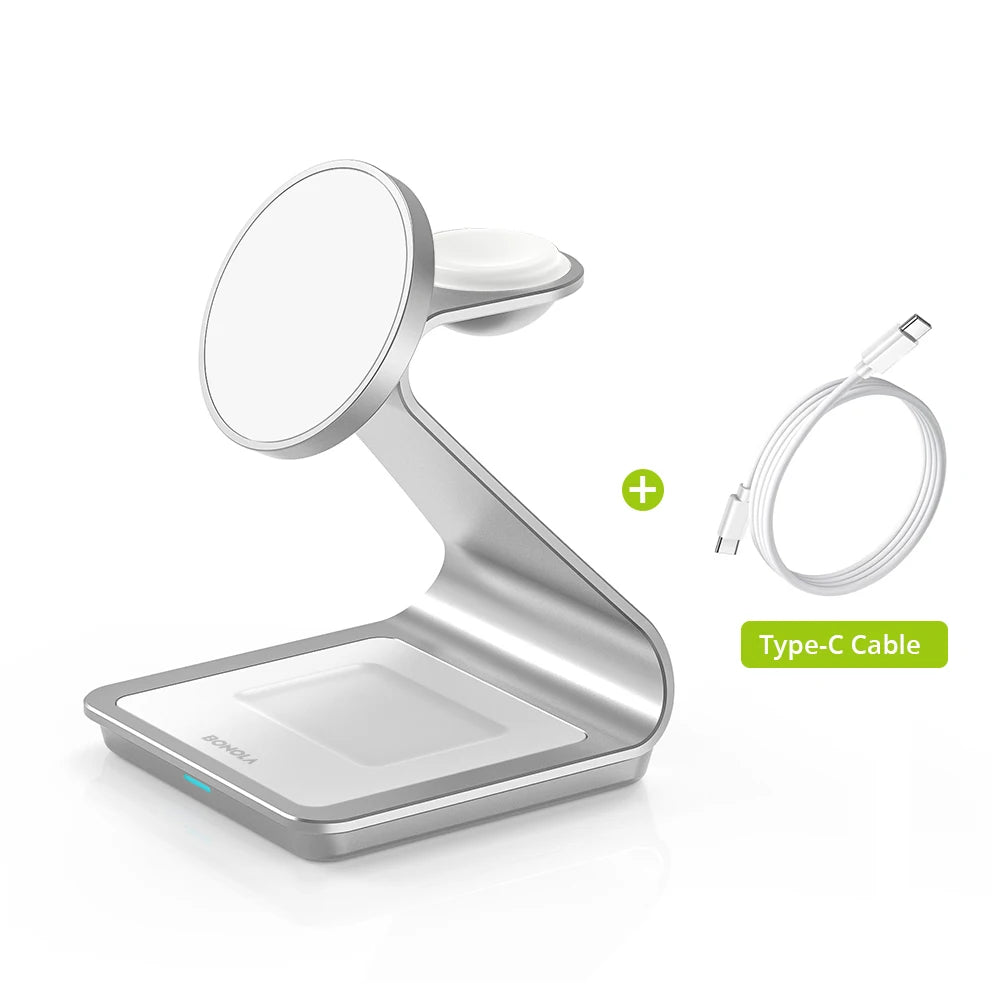 Bonola Magnetic 3 in 1 Wireless Charger for iPhone 17/16/15/13/14/12 30W Wireless Charging Station for Apple Watch/AirPods Pro