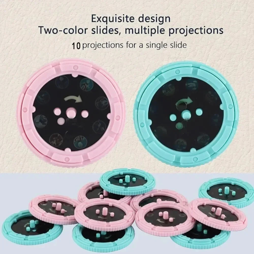 Kids Projector Torch with 10 Slides 80 Patterns Early Learning Toy Night Light Story Machine Gift for Toddler Boys Girls