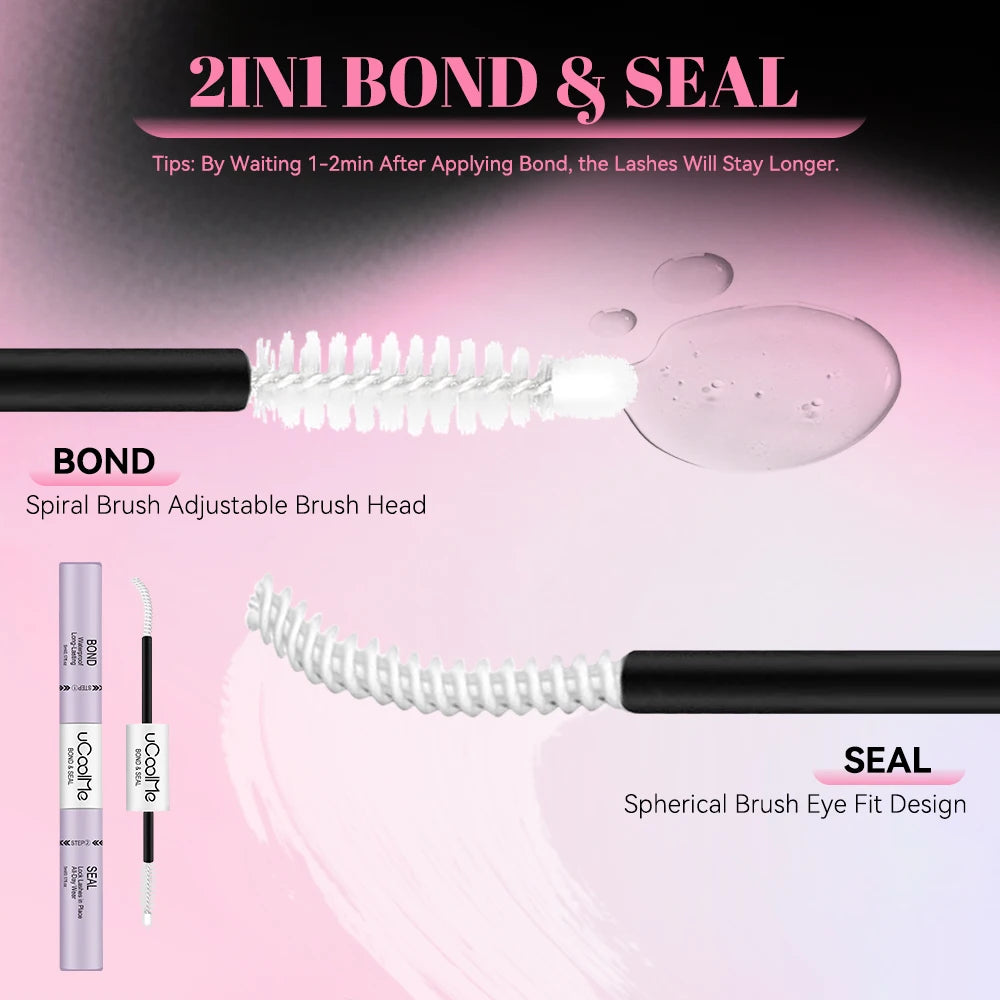 uCoolMe Lashes Venus Super Natural Clusters Kit with Bond and Seal Remover Long-lasting Waterproof Beginner Friendly Makeup Tool