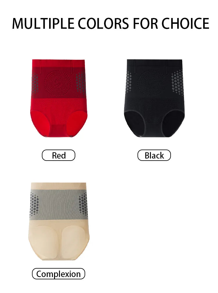 Seamless Women's High Waist Abdomen Control Panties Magnetic Therapy Warm Uterus Underwear Body Shaping Briefs
