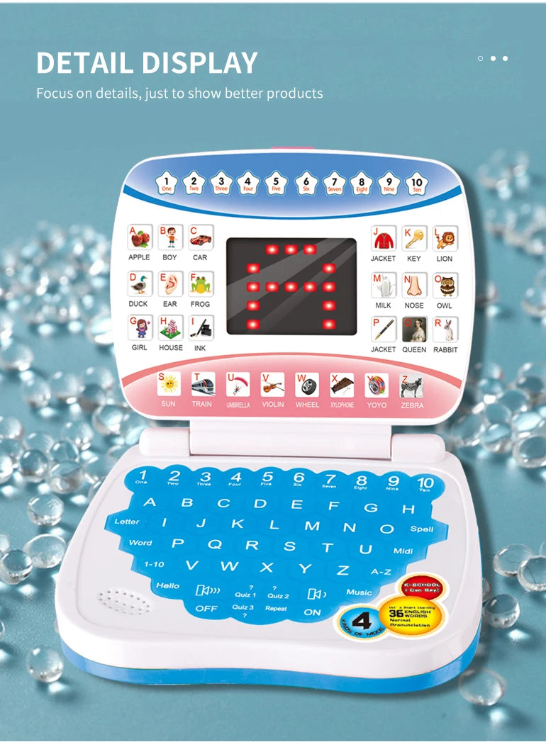 English Learning Machine Laptop Computer Toys Child Electronic Preschool Language Education Gift Toddler Kid Developing Skills