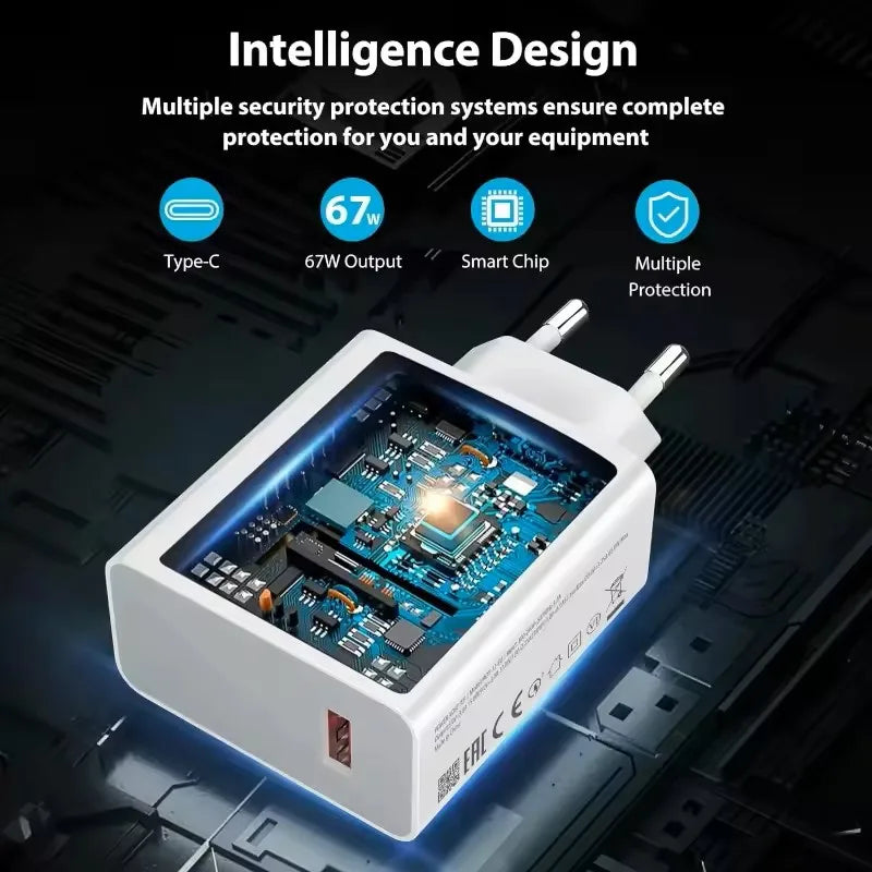 Original Xiaomi 67W Super Fast Charger Turbo Charge EU Power Adapter For Xiaomi Mi 15T 13 12 11 Ultra Redmi Note 15 Pro Poco M8