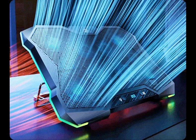 D11 Mute Gaming Laptop Cooler Base with RGB Foldable Adjustable Heat Dissipation Stand Support 12-18'' Notebook Cooling Bracket