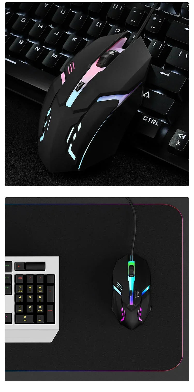 Ergonomic 4-key USB RGB backlit mouse non-slip grip precision tracking, sturdy wired structure for desktop and laptop computers