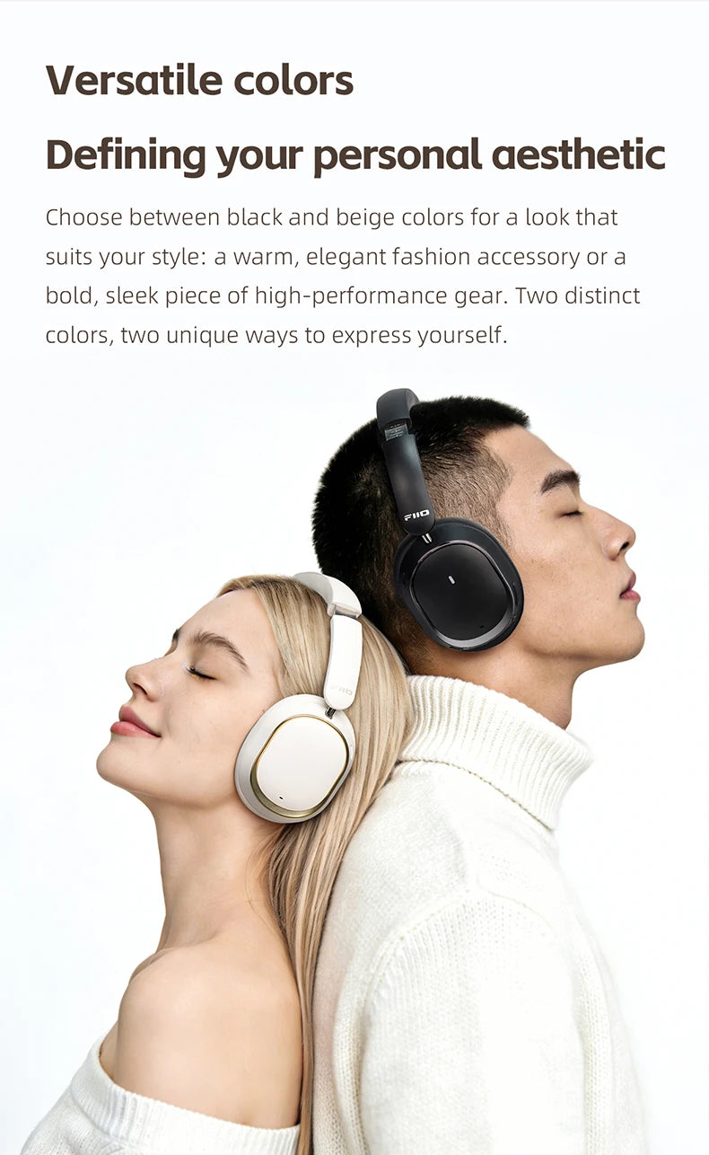 FiiO EH13 Wireless Noise Cancelling Headphones,Hybrid ANC Bluetooth Over-Ear Headphones, 45H Playtime,Headphones for Travel/Game