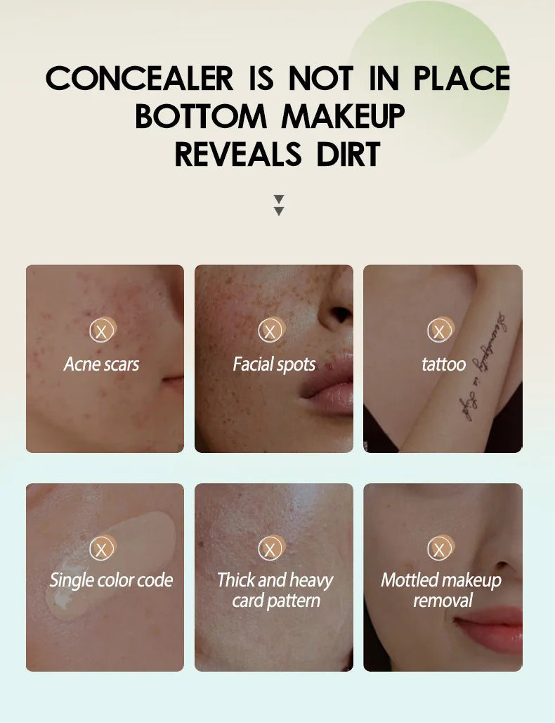 TVLV Lightweight Concealer Foundation Cream Hydrating Concealer Waterproof Sweatproof Non-Caking Eraser Foundation Makeup
