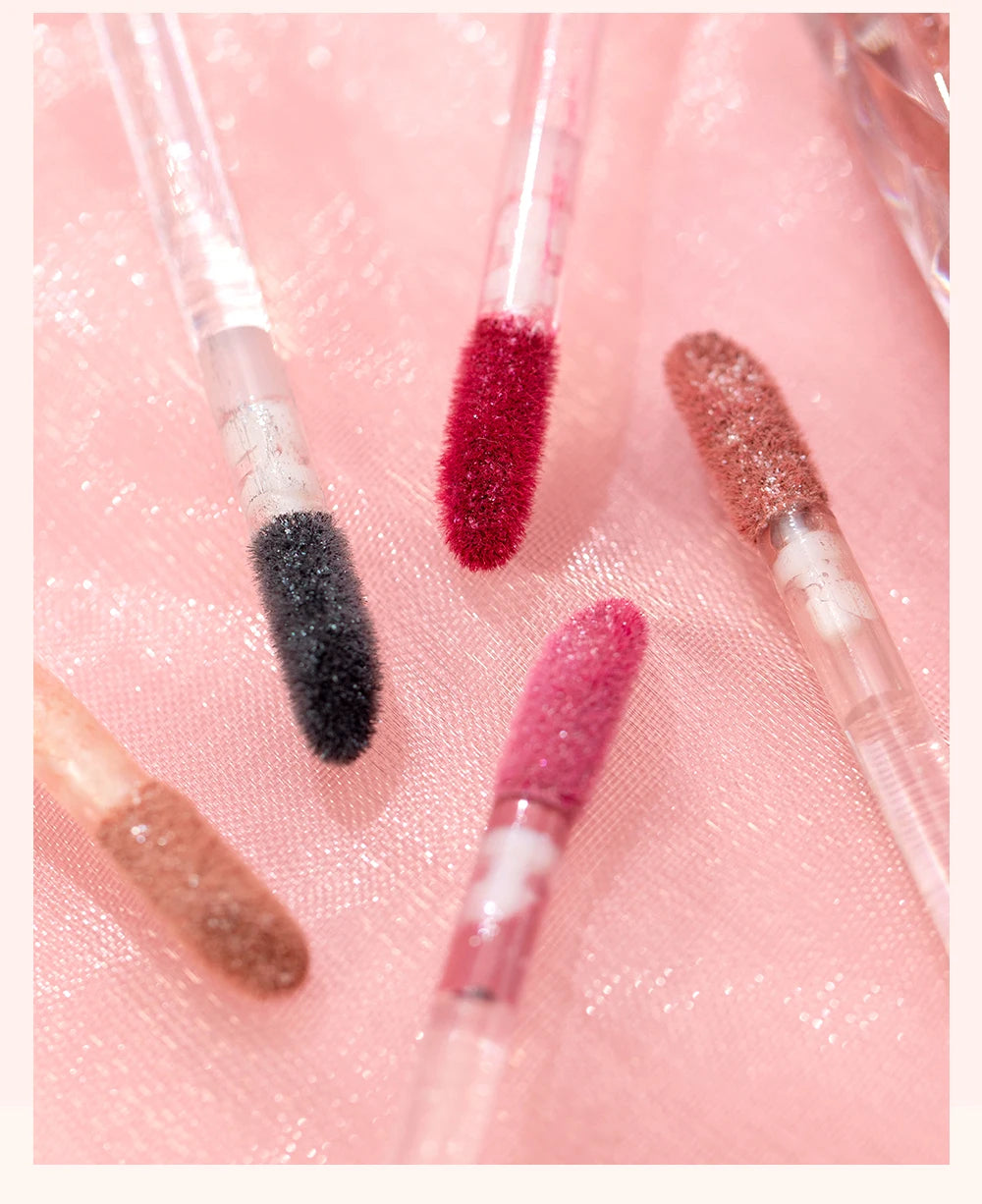 QIBEST Glitter Shimmer Liquid Lipstick High Quality Waterproof Lightweight Lip Gloss Lasting Lip Tint Makeup For Women Lip Stain