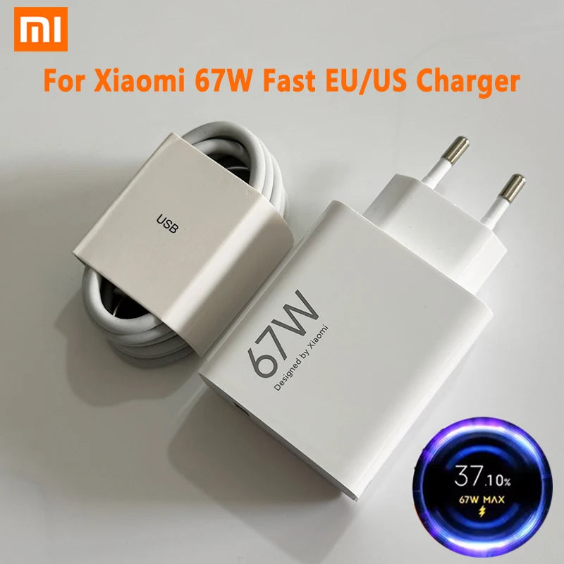 Original Xiaomi 67W Super Fast Charger Turbo Charge EU Power Adapter For Xiaomi Mi 15T 13 12 11 Ultra Redmi Note 15 Pro Poco M8