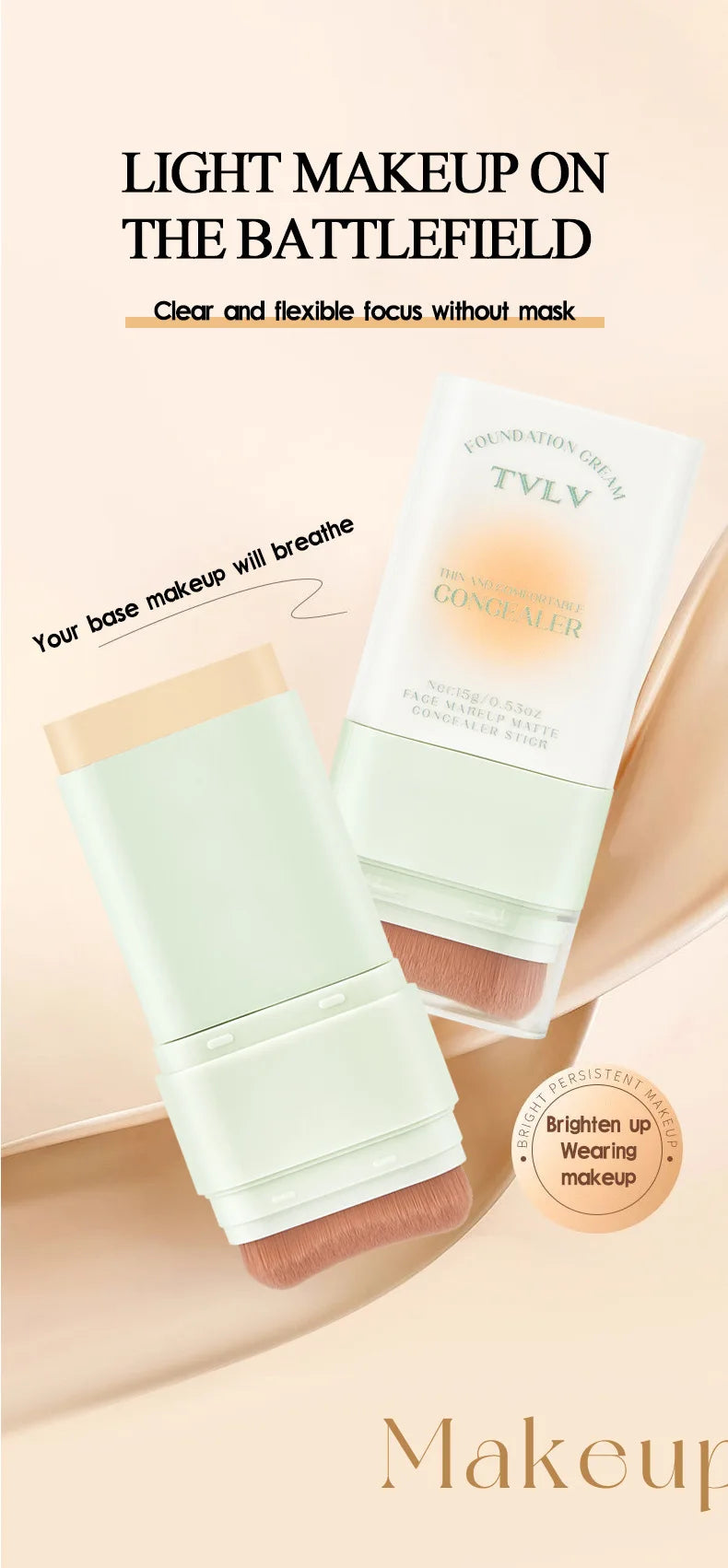 TVLV Lightweight Concealer Foundation Cream Hydrating Concealer Waterproof Sweatproof Non-Caking Eraser Foundation Makeup