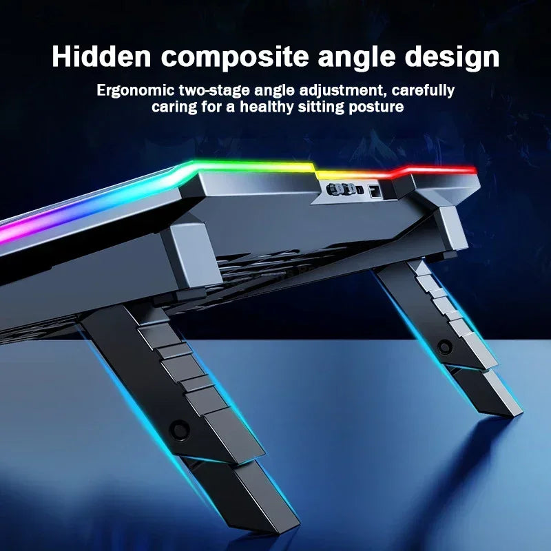 Ice Demon Notebook Air-cooled Cooling Pad with RGB Colorful Light 3 Fans Cooling Radiator Bracket Suit for 12.1-17.3 Inch Laptop