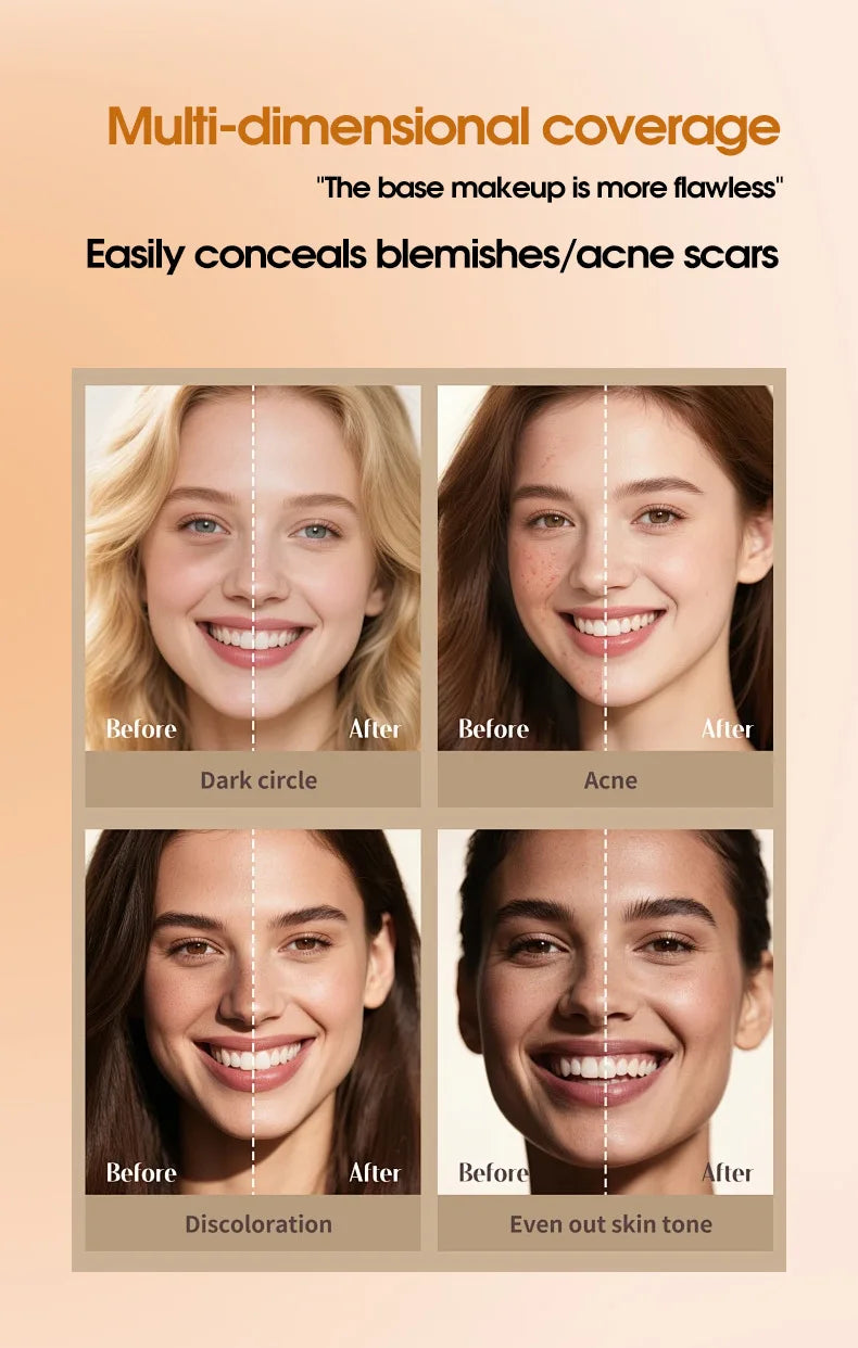 TVLV Multifunctional Concealer Foundation Stick, Long Lasting Waterproof Face Makeup, Rotating Dual Head with Blending Brush